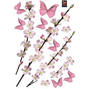 2 planchas stickers manzano en flor y mariposas de 29.7 x 2…