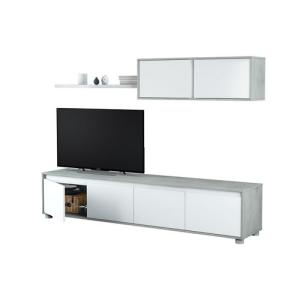 Mueble de salón y tv alida blanco y cemento 200x43x41 cm(an…