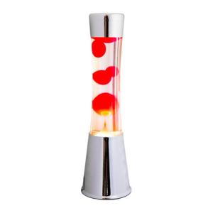 Lámpara de mesa lava roja base cromo