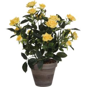Planta artificial mini rosal amarillo 33 cm de altura