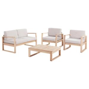 Set de jardín de sofás y mesa baja solaris de madera para 4…