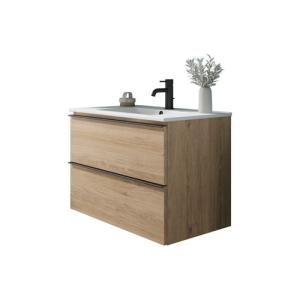 Mueble de baño suspendido con lavabo bora marrón 80x45 cm