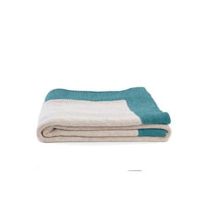 Manta tricot kol azul y blanco acrílico de 170x130 cm