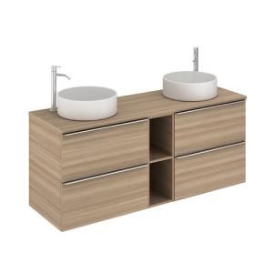 Mueble de baño con lavabo komplett nogal 140x45 cm