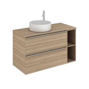 Mueble de baño con lavabo komplett nogal 100x45 cm