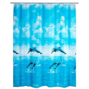 Cortina de baño delfines azul 180x200 cm