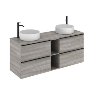 Mueble de baño komplett imitación roble grisáceo 140 x 45 c…