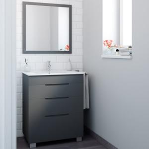 Mueble de baño con lavabo asimétrico grafito 70x45 cm