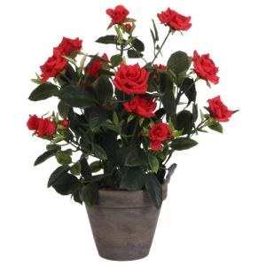 Planta artificial mini rosal rojo de 33 cm de altura
