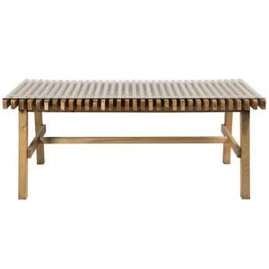 Mesa de madera brunch con vidrio marrón de 80x75x183 cm