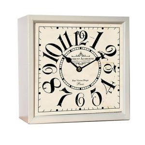 Reloj de sobremesa cuadrado metal blanco 20 cm