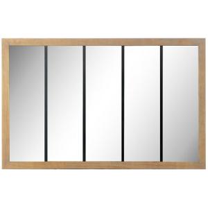 Espejo rectangular madera natural y metal negro 90 x 140 cm