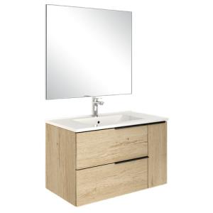 Mueble de baño con lavabo y espejo reing roble 80x45 cm