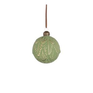 Bola de navidad de cristal verde y dorado de 8 cm