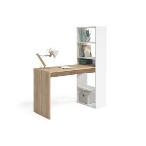 Mesa escritorio duplo blanco y roble 120x53x144 cm