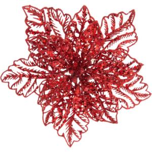 Figura colgante flor poinsettia rojo 10 cm