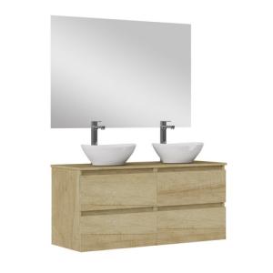 Mueble de baño con lavabo y espejo sand natural 120x45 cm