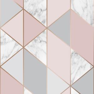 Papel pintado aspecto texturizado geométrico marmol rosa