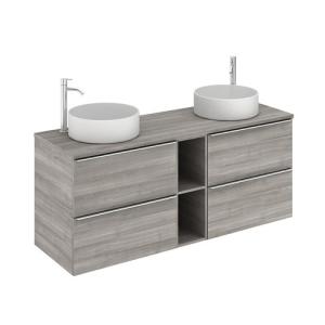 Mueble de baño con lavabo komplett roble gris 140x45 cm
