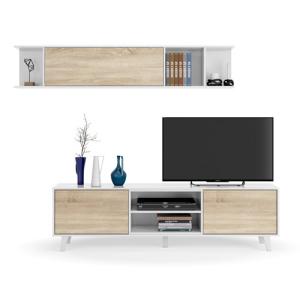 Mueble de salón y tv zaiken blanco y roble 180x51x41 cm (an…