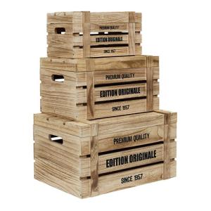 Set 3 cajas de madera con tapa edition original de 42x24x32…