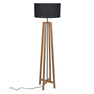 Lámpara de pie conrad e27 madera y lino 136 cm de alto