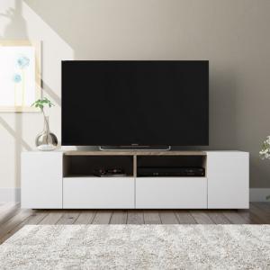 Mueble de tv tamiko blanco con roble 138x36x42 cm (anchoxal…
