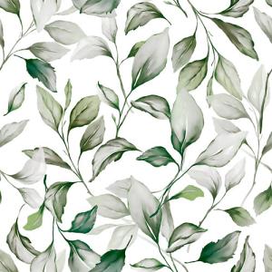 Papel pintado tnt floral hojas verde