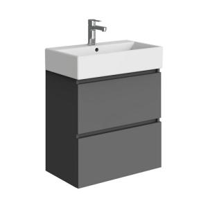 Mueble de baño con lavabo espacio l gris oscuro 60x35 cm