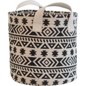 Cesta decorativa basket etnico blanco y negro 30x30x30 cm