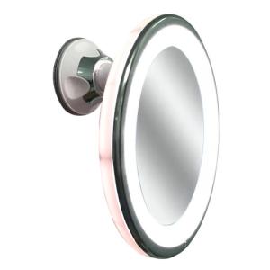 Espejo cosmético de aumento con luz x 10 gris / plata