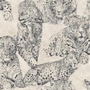 Papel pintado vinílico animales tigres arena beige