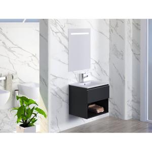 Mueble de baño con lavabo y espejo lark negro 60x45 cm