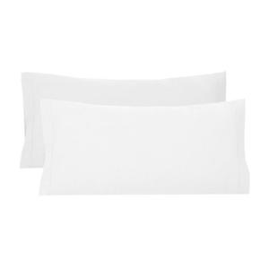 2 fundas de almohada de algodón blanco cama 150 / 160 cm