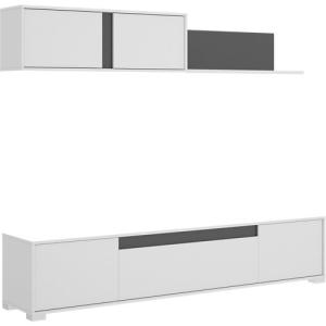 Mueble de salón y TV Zia blanco y madera natural 200x180x41  cm(anchoxaltoxfondo)