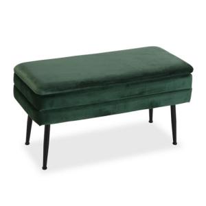 Pie de cama decorativo madera rectangular verde 42x37.5x79.…