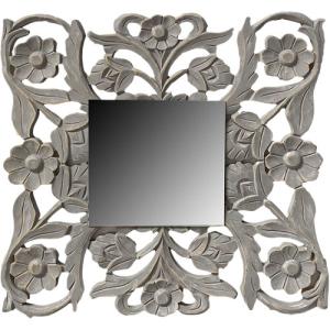 Espejo cuadrado sobre mandala gris 60 x 60 cm