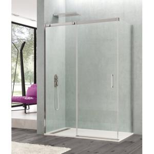 Mampara frontal y fijo lateral steel transparente perfil cr…