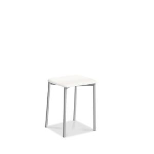 Taburete de estructura color epoxi aluminio y asiento blanc…