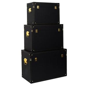 Set de tres cajas de madera color negro de 25x29x40cm