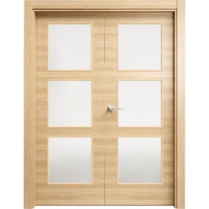 Puerta abatible oslo roble miel line con cristal roble izqu…