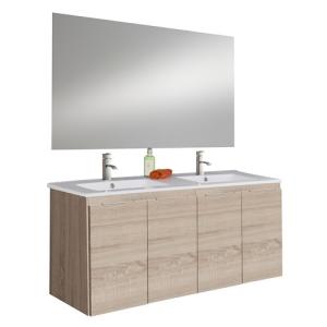 Mueble de baño con lavabo y espejo prima roble claro 119.6x…
