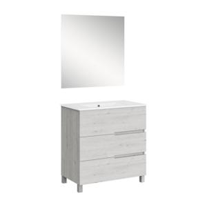 Mueble de baño con lavabo y espejo alda roble gris 80x45 cm
