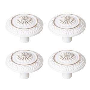 Pack 4 pomos blancos decape bronce 34 mm