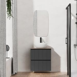 Mueble de baño con lavabo terra gris oscuro 60x45 cm
