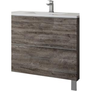 Mueble de baño con lavabo alpes roble oscuro 100x45 cm