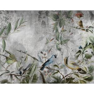 Mural pájaros tropicales de 321 x 250 cm