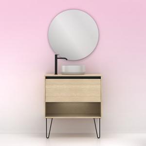 Mueble de baño con lavabo yoko roble gris 80x45 cm