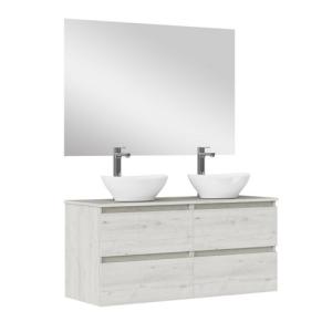 Mueble de baño con lavabo y espejo sand plata 120x45 cm