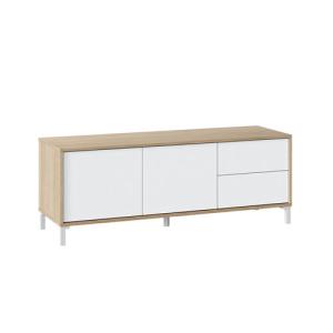 Mueble de tv brooklyn roble y blanco artik 130x47x41 cm (an…